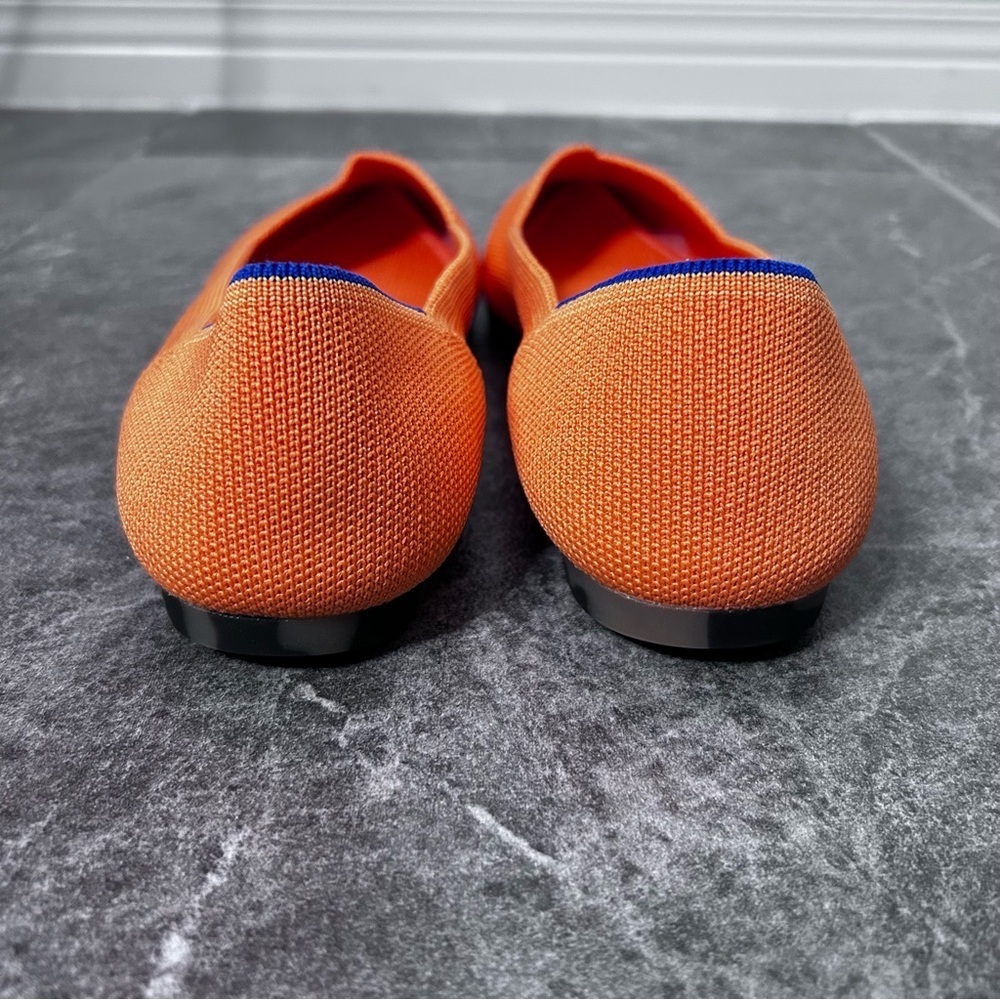 Rothy's Vibrant Tangerine Orange Ballet Flats Tortoiseshell Bottom Size 7.5 - Picture 5 of 13